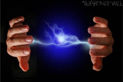 Hands with lightning